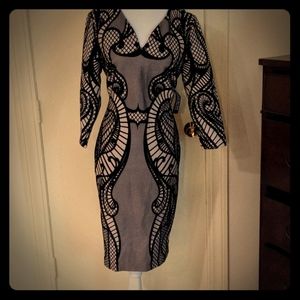 NWT Nude with black velvet design dress